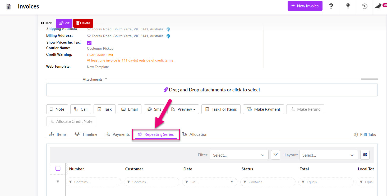 Creating Repeating Invoices - General Help - Tall Emu CRM