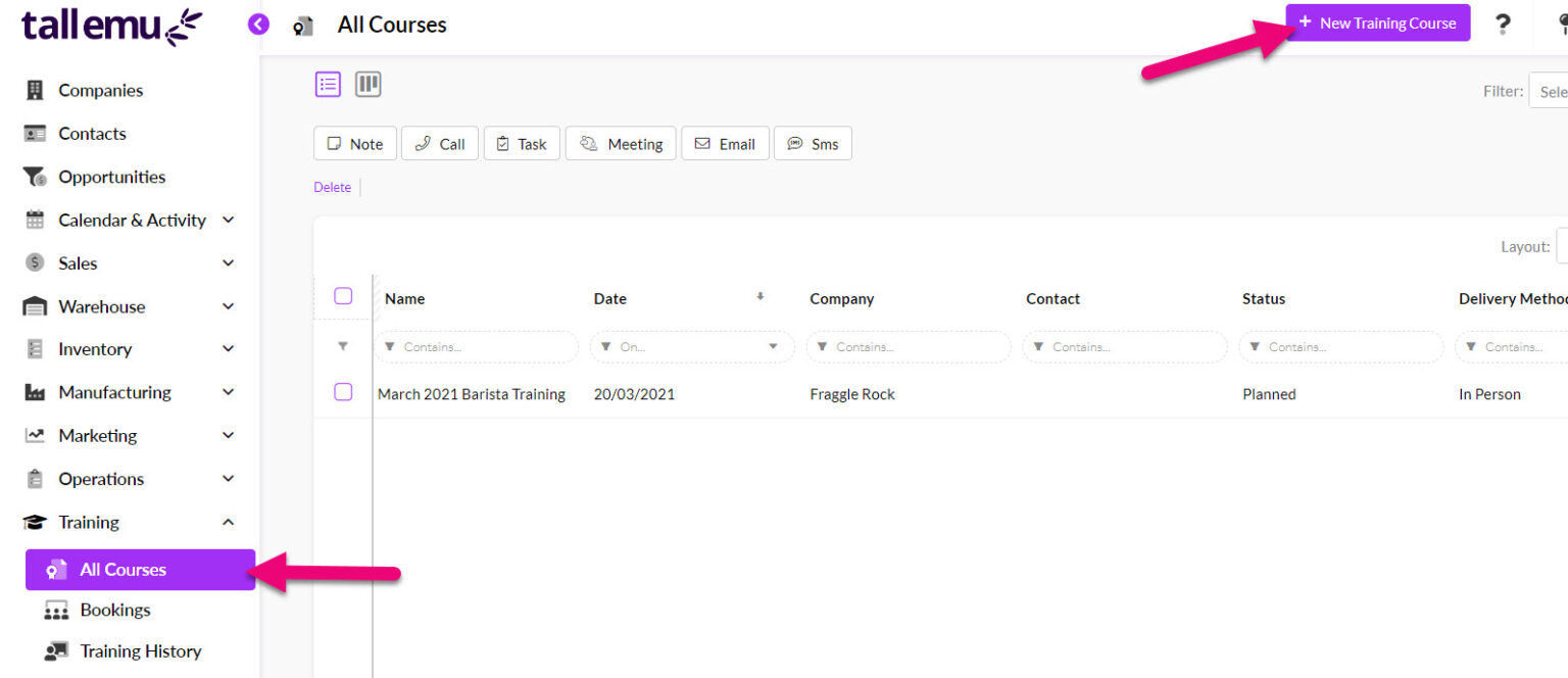 Training Courses General Help Tall Emu CRM